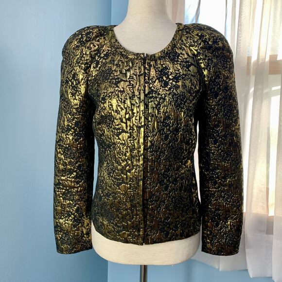 ASOS Jackets & Blazers - ASOS Gold Jacquard Jacket Size 4